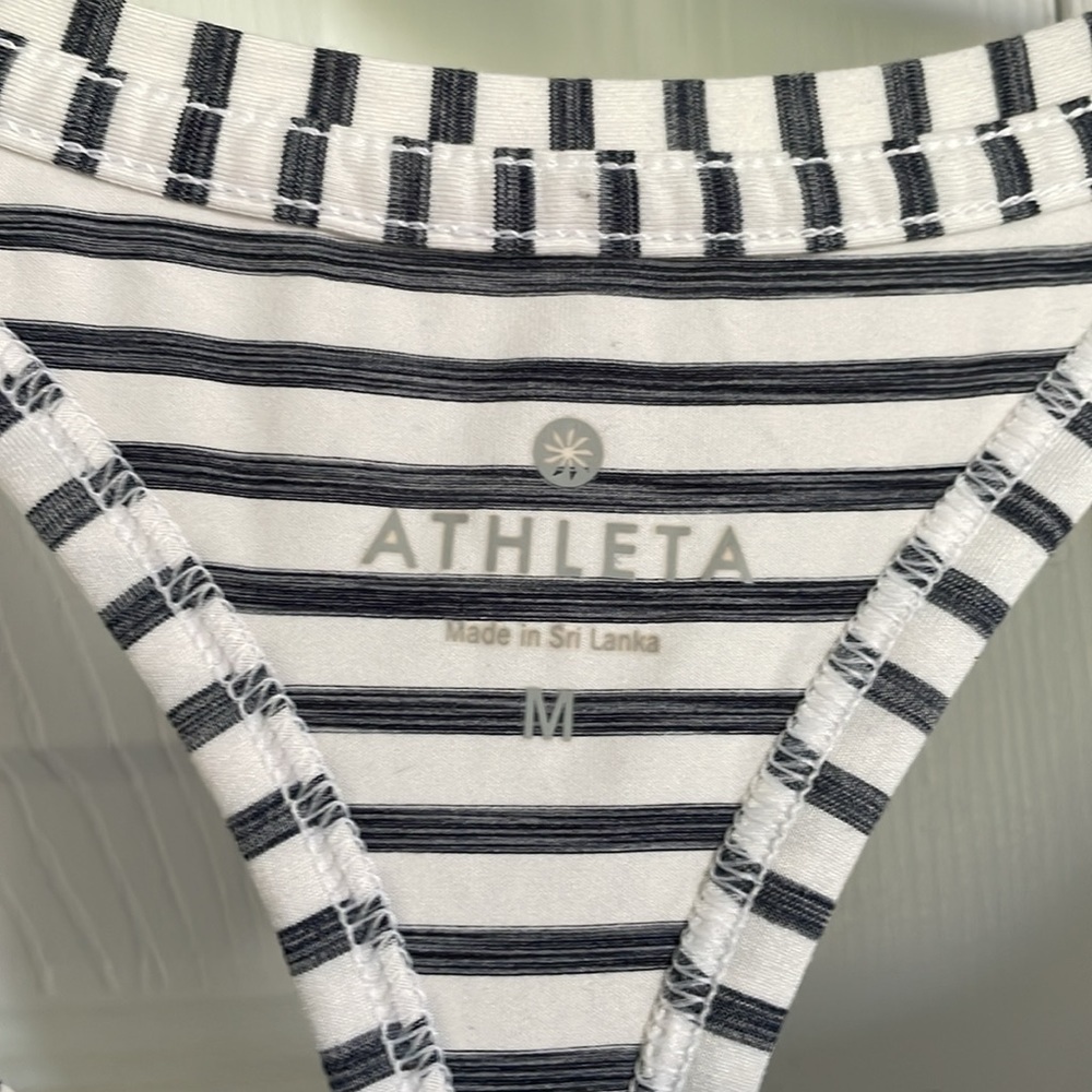 Athleta, sz M, racerback, blue and white striped. - Picture 2 of 6